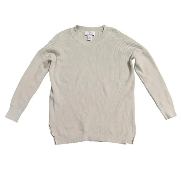 Magaschoni Cream Textured Tunic Sweater - Small Minimalist Oversized Neutral