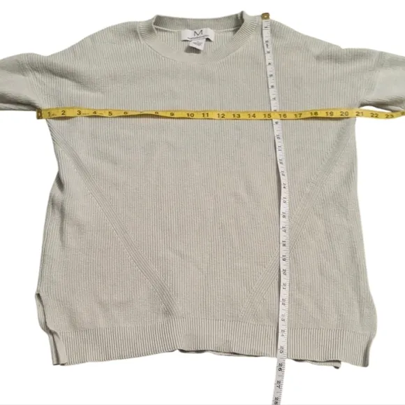 Magaschoni Cream Textured Tunic Sweater - Small Minimalist Oversized Neutral