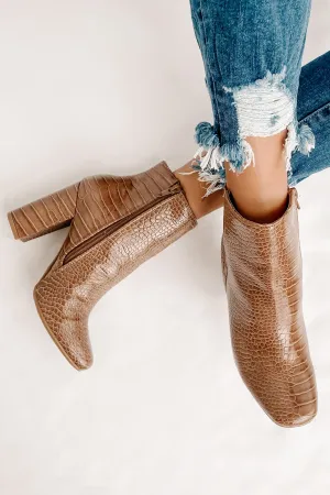 Making An Appearance Faux Croc Booties (Taupe Croco)