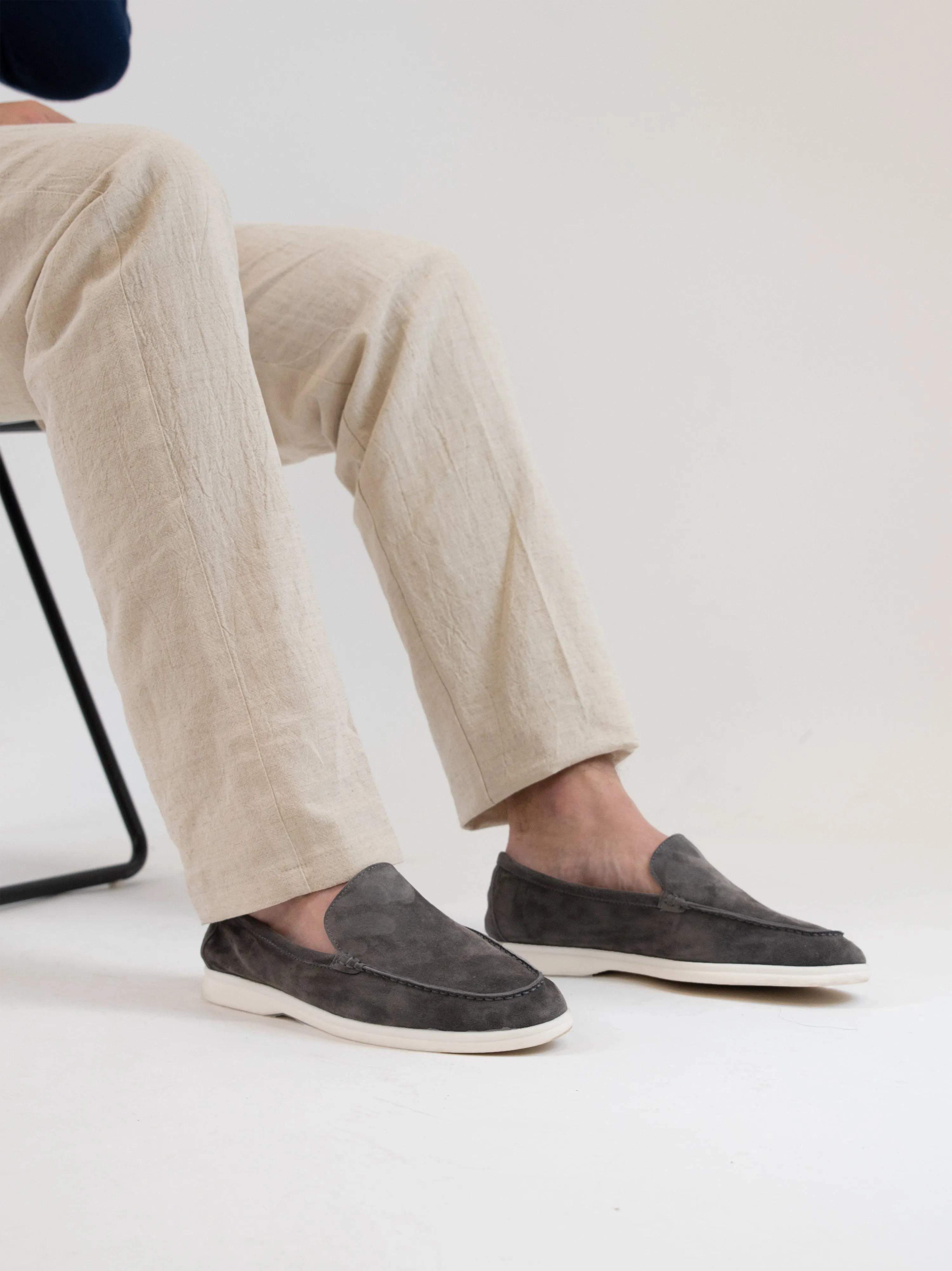Marina Suede Loafers - Fog Gray