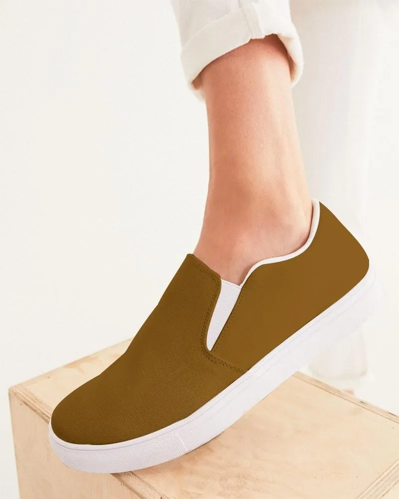 Medium Dark Orange Slip-On Canvas Sneakers | Women's | Medium Dark Pure Orange | C0M50Y100K60