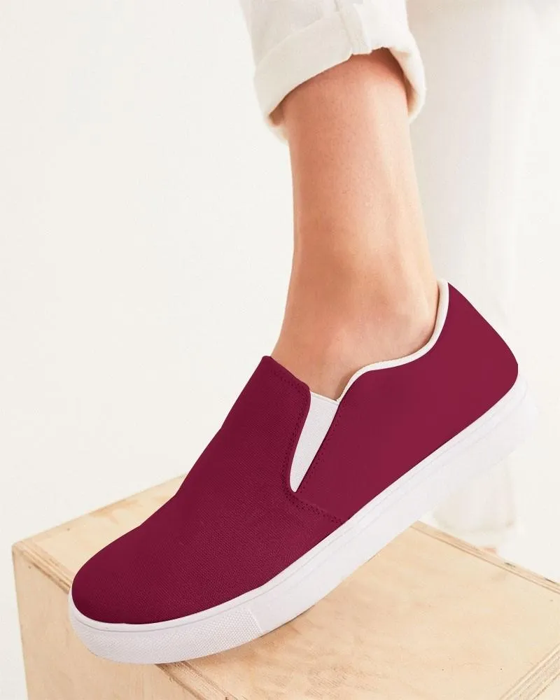 Medium Dark Pink Slip-On Canvas Sneakers | Women's | Medium Dark Pure Pink | C0M100Y50K60