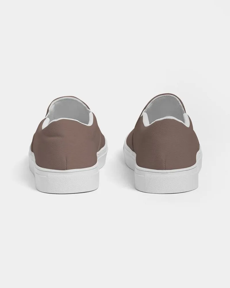 Medium Dark Red Brown Slip-On Canvas Sneakers | Women's | Medium Dark Pale Pastel Red Brown | C0M30Y30K60