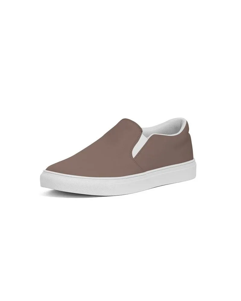 Medium Dark Red Brown Slip-On Canvas Sneakers | Women's | Medium Dark Pale Pastel Red Brown | C0M30Y30K60