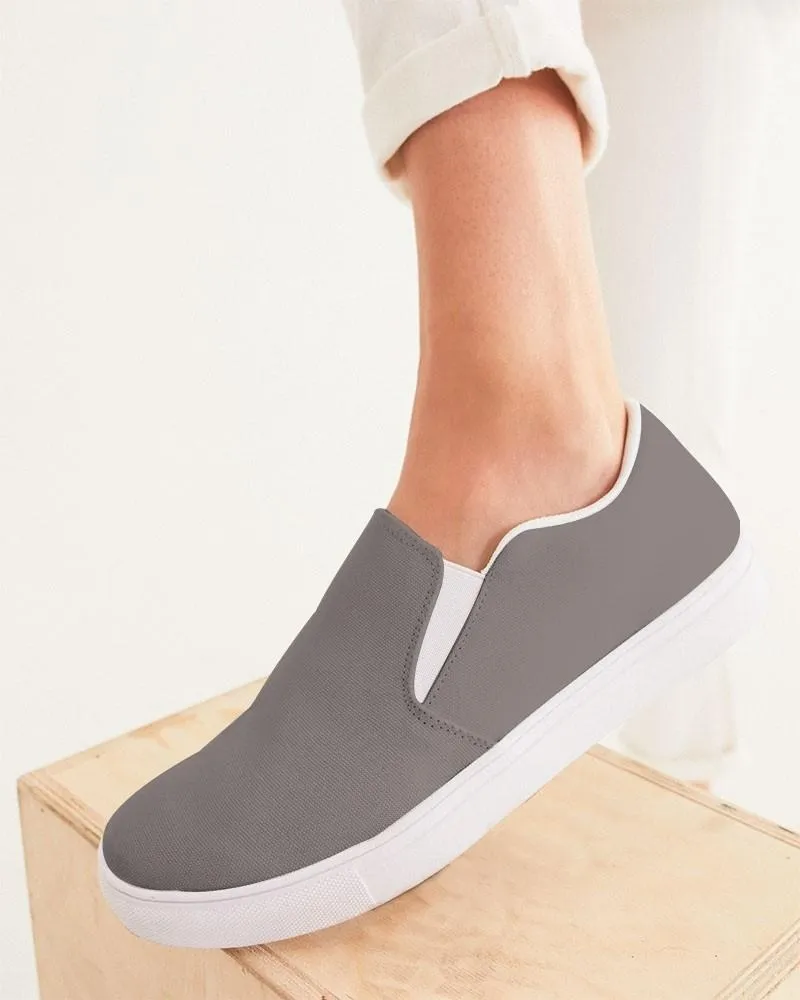 Medium Dark Red Brown Slip-On Canvas Sneakers | Women's | Medium Dark Pale Red Brown | C0M10Y10K60