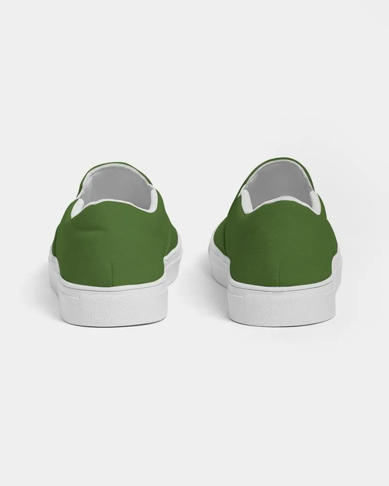 Medium Dark Warm Green Slip-On Canvas Sneakers | Women's | Medium Dark Pure Warm Green | C50M0Y100K60