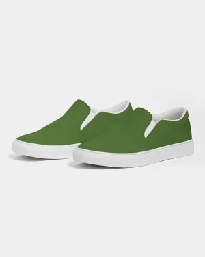 Medium Dark Warm Green Slip-On Canvas Sneakers | Women's | Medium Dark Pure Warm Green | C50M0Y100K60