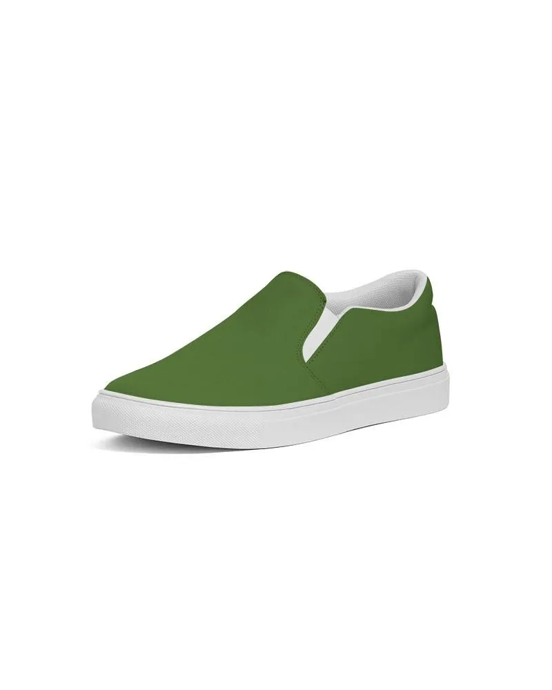 Medium Dark Warm Green Slip-On Canvas Sneakers | Women's | Medium Dark Pure Warm Green | C50M0Y100K60