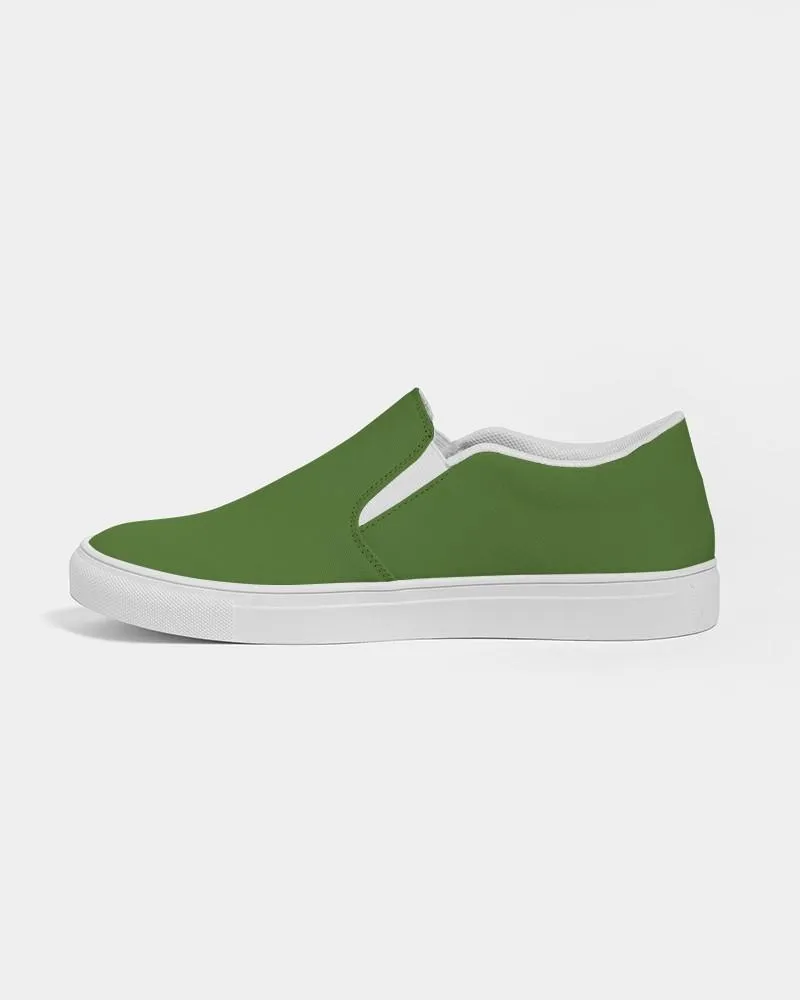 Medium Dark Warm Green Slip-On Canvas Sneakers | Women's | Medium Dark Pure Warm Green | C50M0Y100K60
