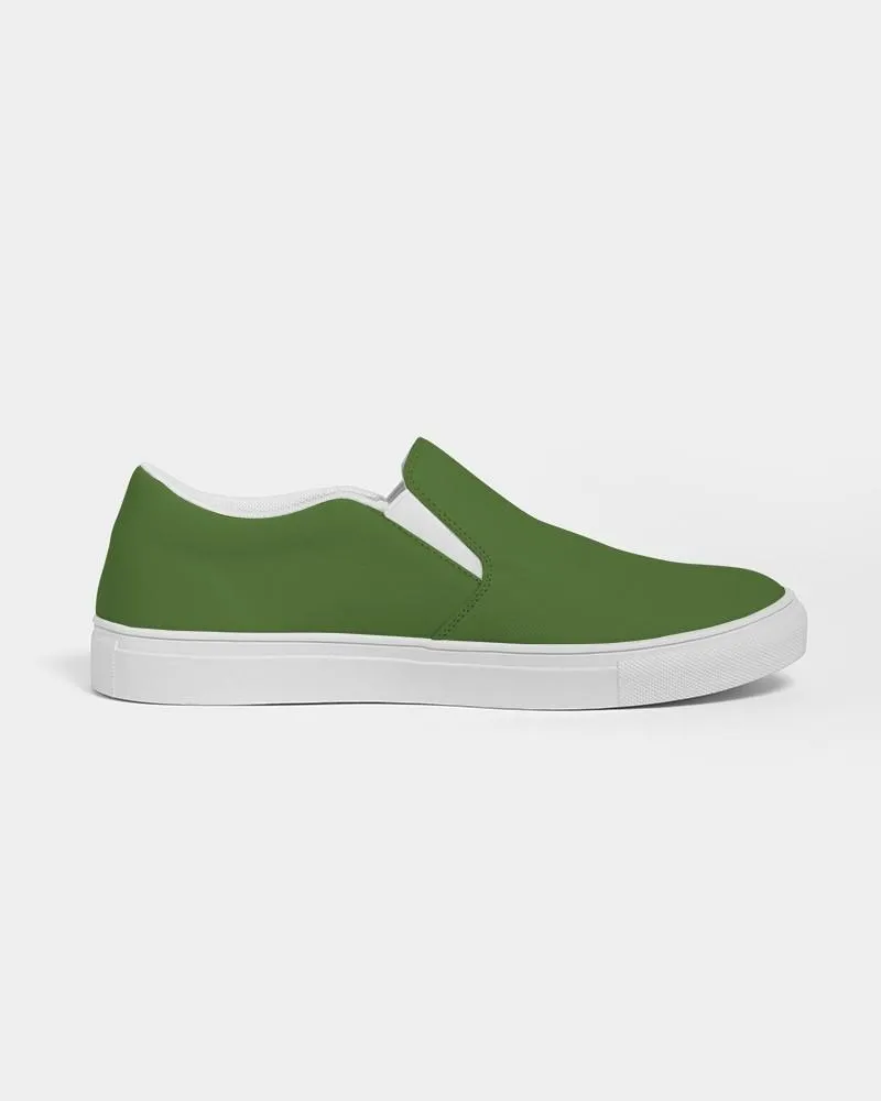 Medium Dark Warm Green Slip-On Canvas Sneakers | Women's | Medium Dark Pure Warm Green | C50M0Y100K60