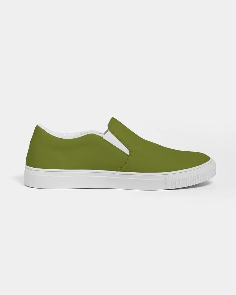 Medium Dark Yellow Warm Green Slip-On Canvas Sneakers | Women's | Medium Dark Pure Yellow Warm Green | C25M0Y100K60