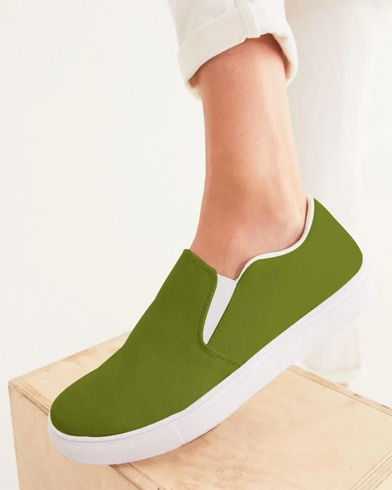 Medium Dark Yellow Warm Green Slip-On Canvas Sneakers | Women's | Medium Dark Pure Yellow Warm Green | C25M0Y100K60