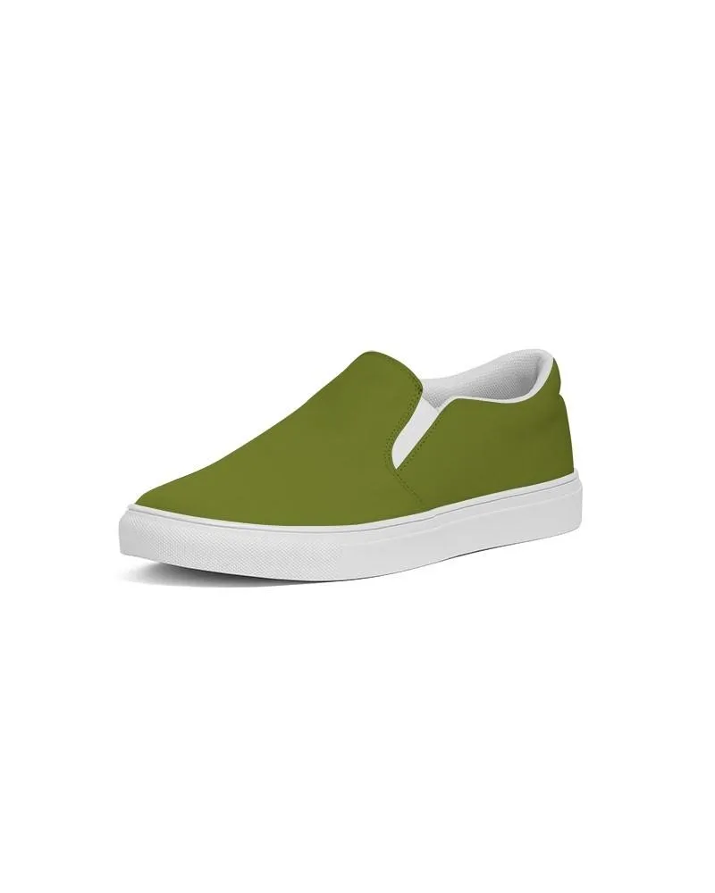 Medium Dark Yellow Warm Green Slip-On Canvas Sneakers | Women's | Medium Dark Pure Yellow Warm Green | C25M0Y100K60