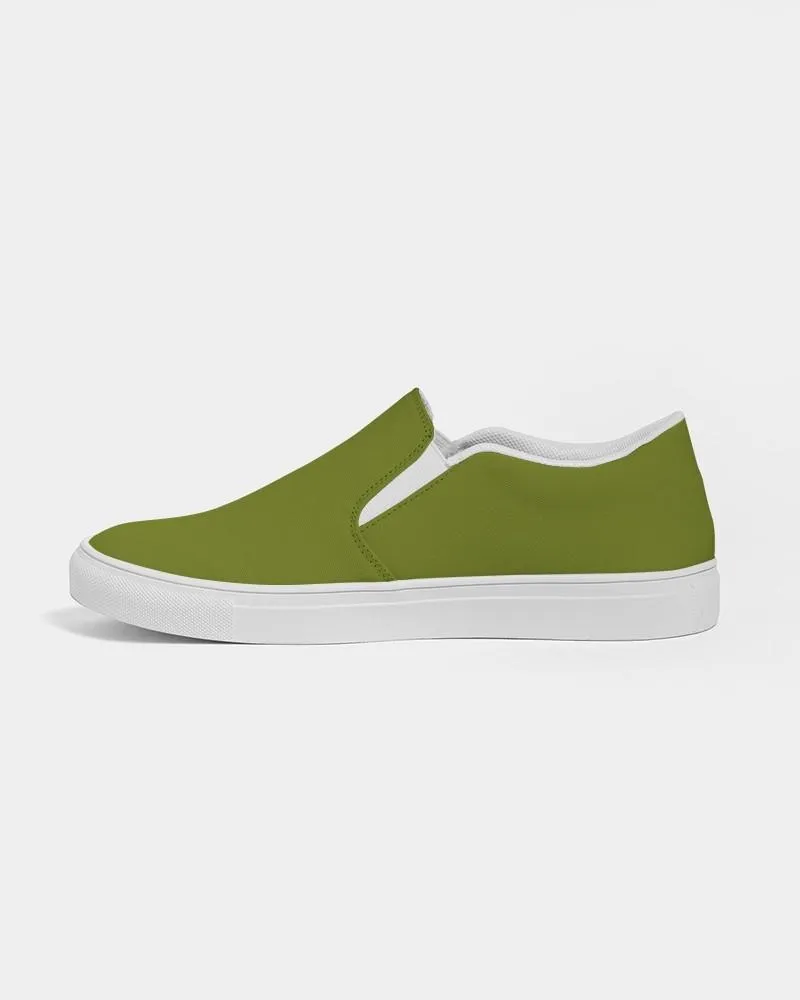 Medium Dark Yellow Warm Green Slip-On Canvas Sneakers | Women's | Medium Dark Pure Yellow Warm Green | C25M0Y100K60