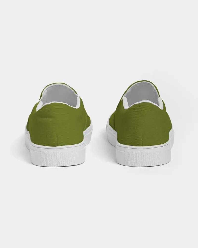 Medium Dark Yellow Warm Green Slip-On Canvas Sneakers | Women's | Medium Dark Pure Yellow Warm Green | C25M0Y100K60