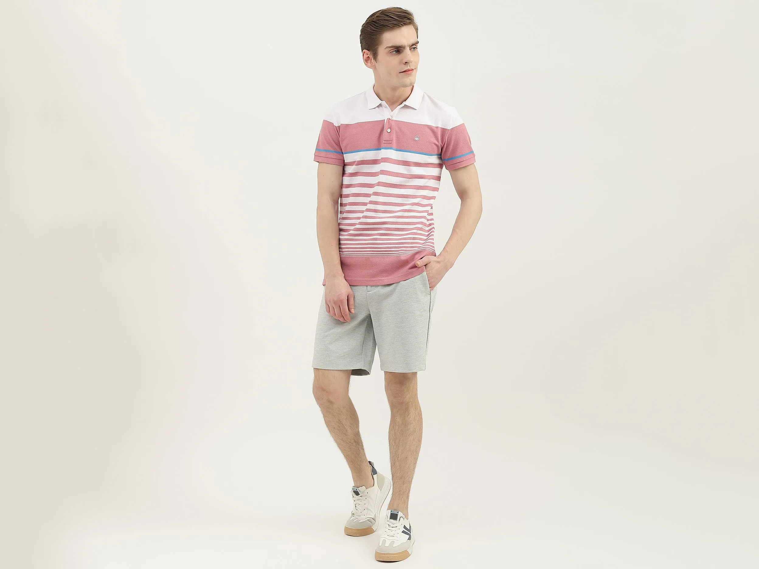 Men Striped Polo Collar T-Shirt