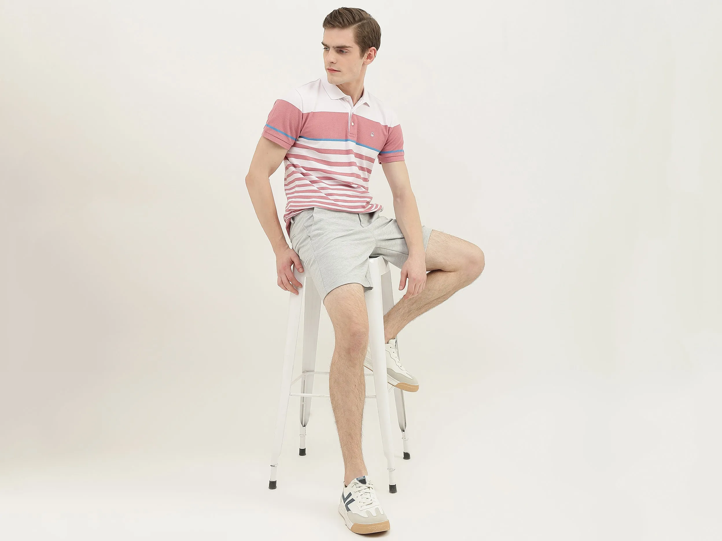 Men Striped Polo Collar T-Shirt