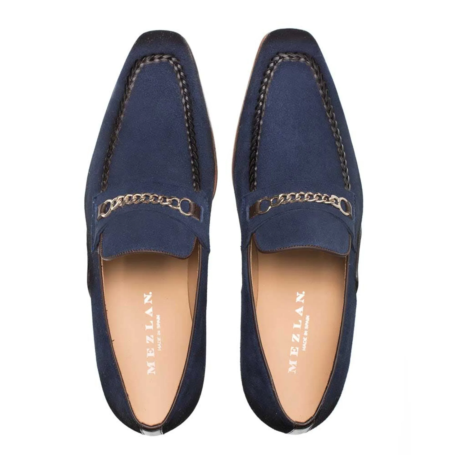 Mens' Blue Antique Suede Loafer By Mezlan Made In Spain Brand