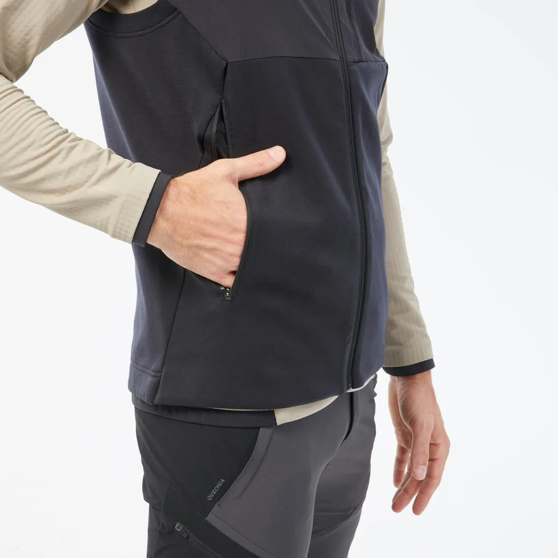 Men’s Warm Hiking Fleece Gilet MH500 - Black