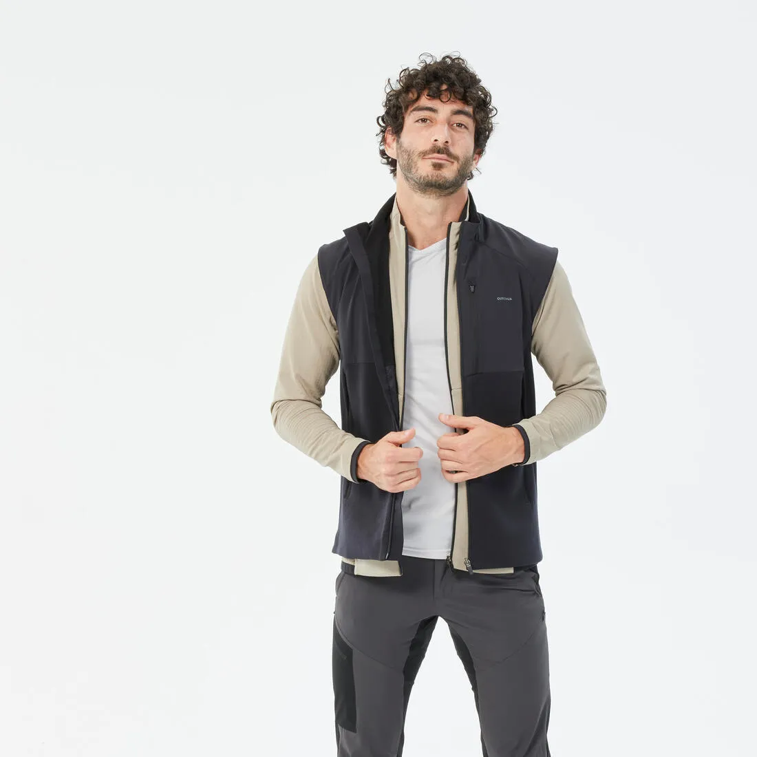 Men’s Warm Hiking Fleece Gilet MH500 - Black