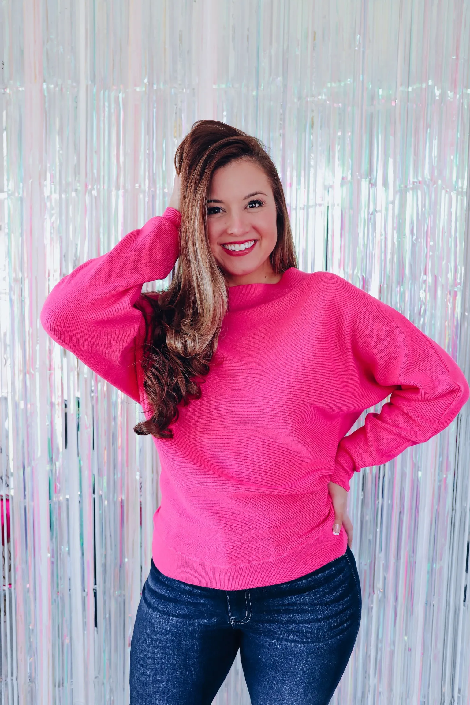 Merlot Off Shoulder Knit Sweater - Pink