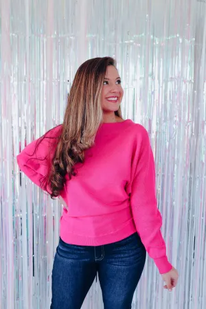 Merlot Off Shoulder Knit Sweater - Pink