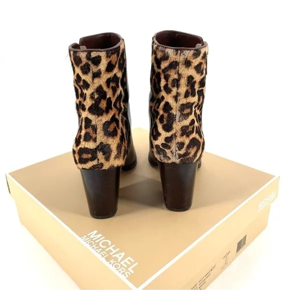 Michael Kors Silvy Calf Hair &amp; Leather Ankle Booties in Mocha