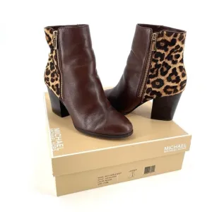 Michael Kors Silvy Calf Hair &amp; Leather Ankle Booties in Mocha