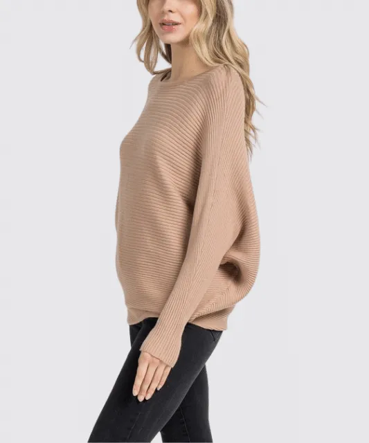 Minimalist Ribbed Dolman Sleeve Sweater