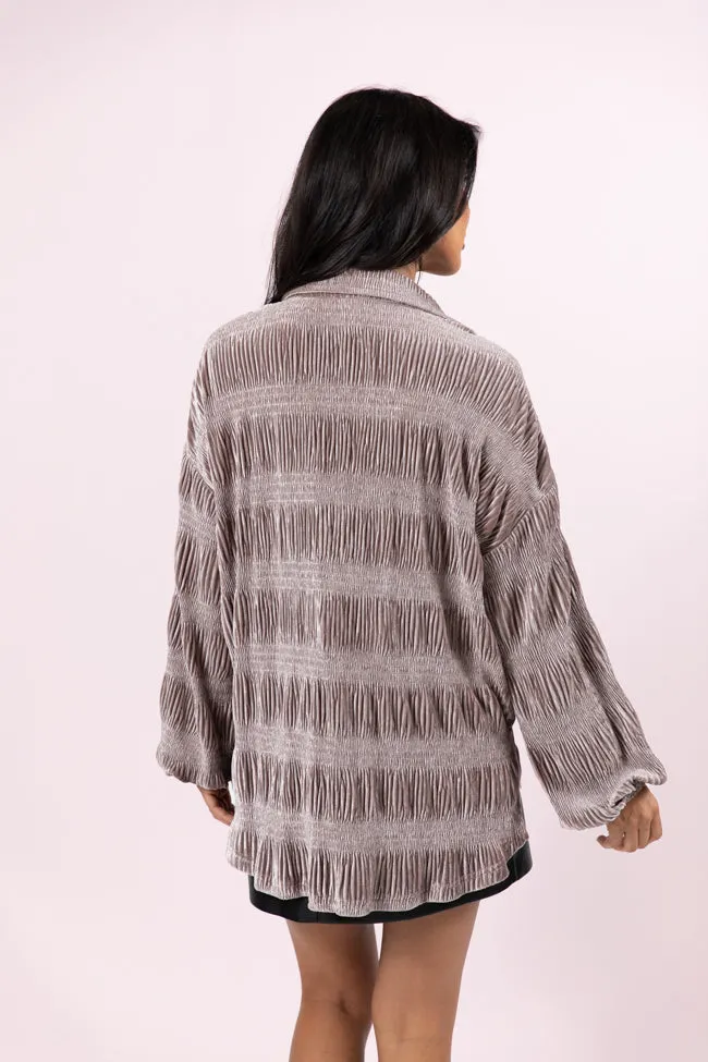 My Fave Song Mushroom Velvet Button Front Shirt FINAL SALE