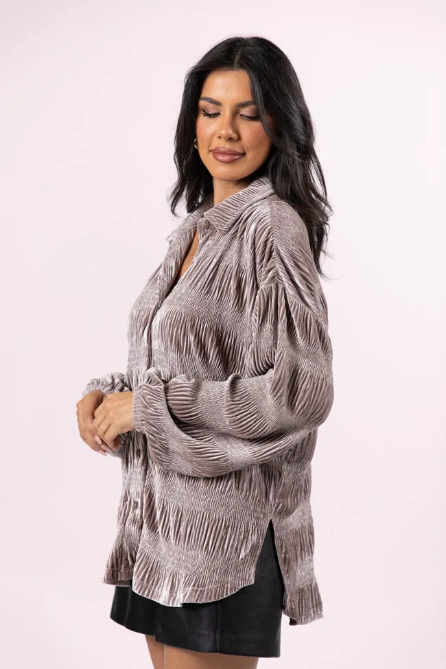 My Fave Song Mushroom Velvet Button Front Shirt FINAL SALE