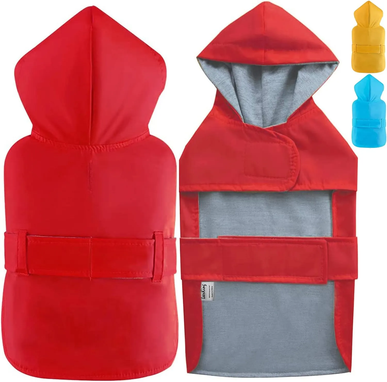 NEW LeerKing Dog Raincoat with Breathable Lining Lightweight Waterproof Dog Jacket Red, Size L