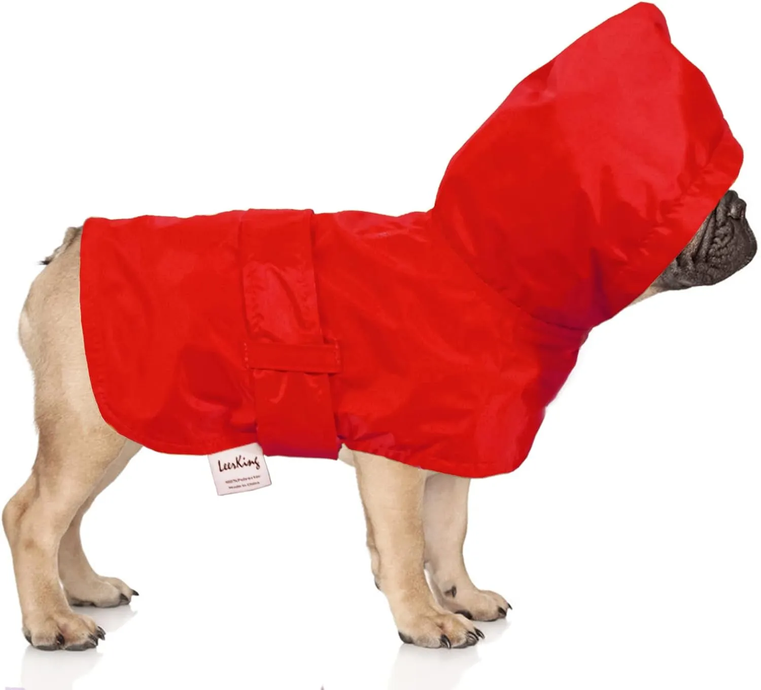 NEW LeerKing Dog Raincoat with Breathable Lining Lightweight Waterproof Dog Jacket Red, Size L