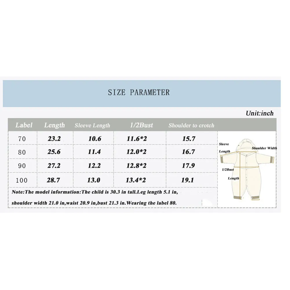Newborn Baby Cartoon Bear Winter Bunting Bodysuit Warm Hooded Romper Jumpsuit