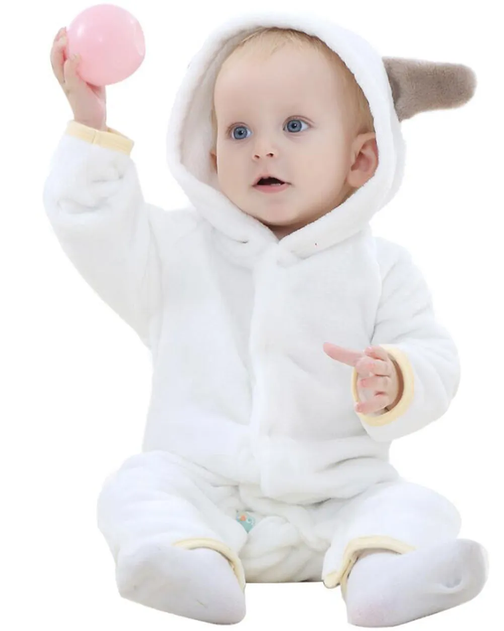 Newborn Baby Cartoon Bear Winter Bunting Bodysuit Warm Hooded Romper Jumpsuit