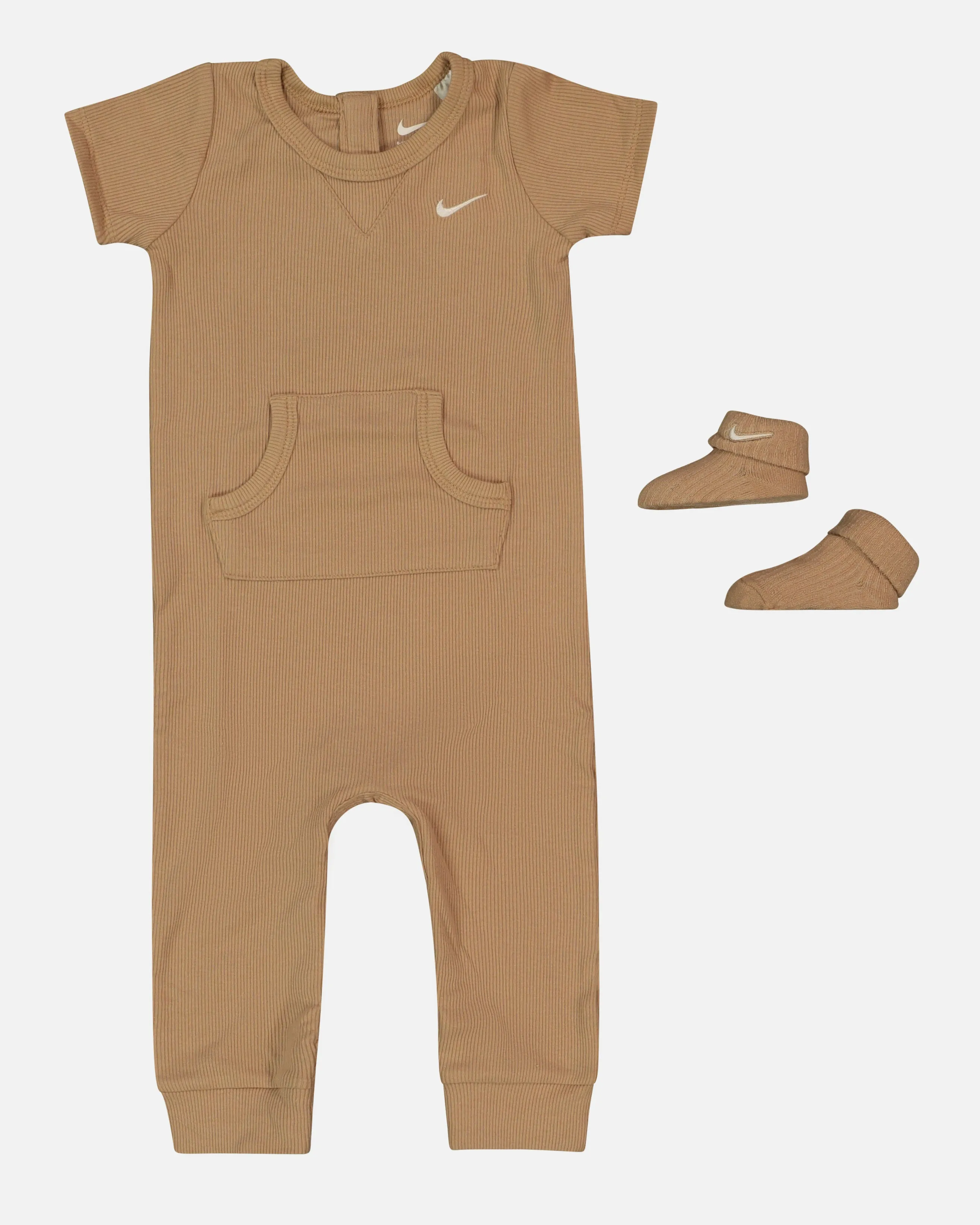 Nike Infants' Rib Knit Romper and Socks Set Brown