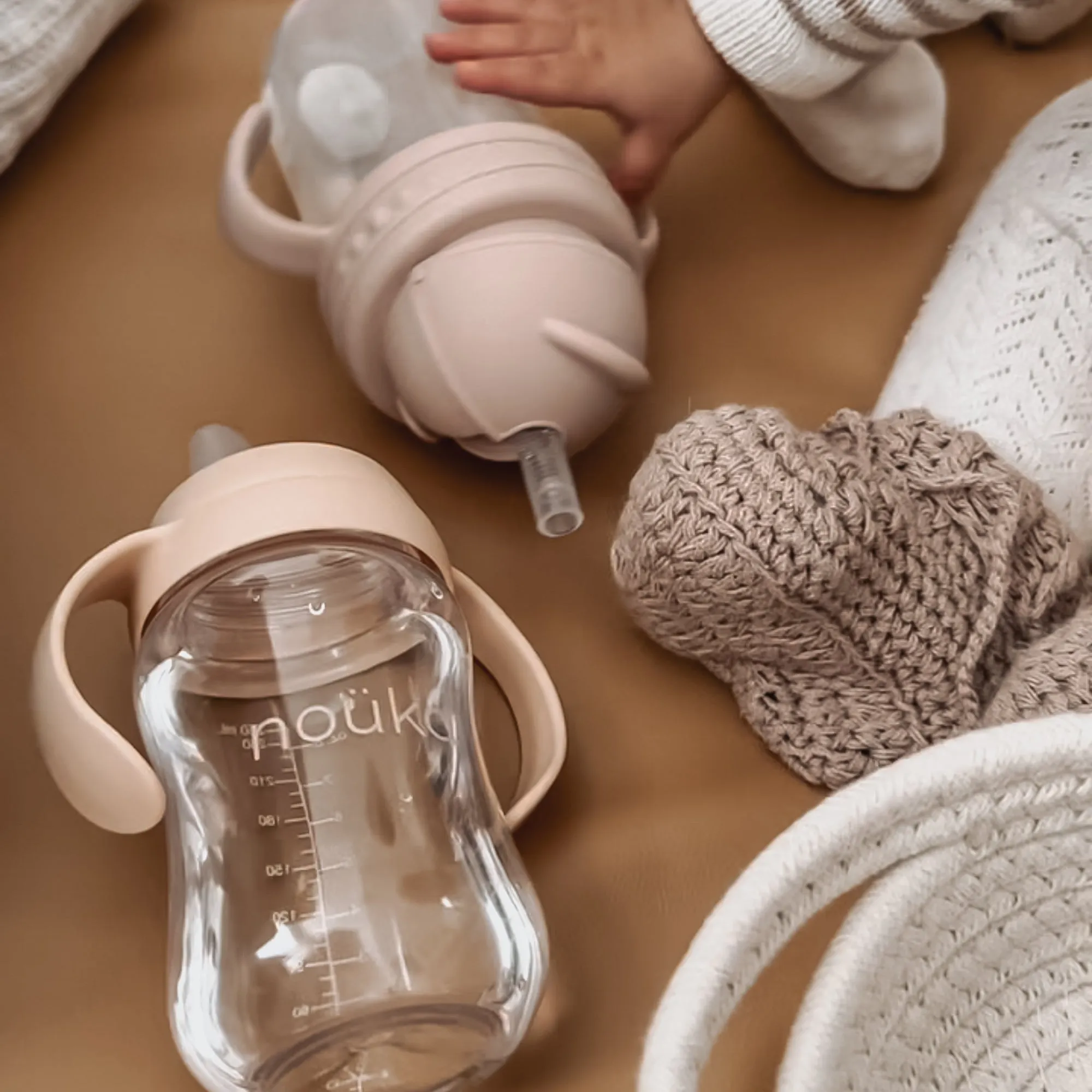 noüka Non-Spill Weighted Straw Cup  9 oz - Soft Sand (Min. of 2 PK, Multiples of 2 PK)