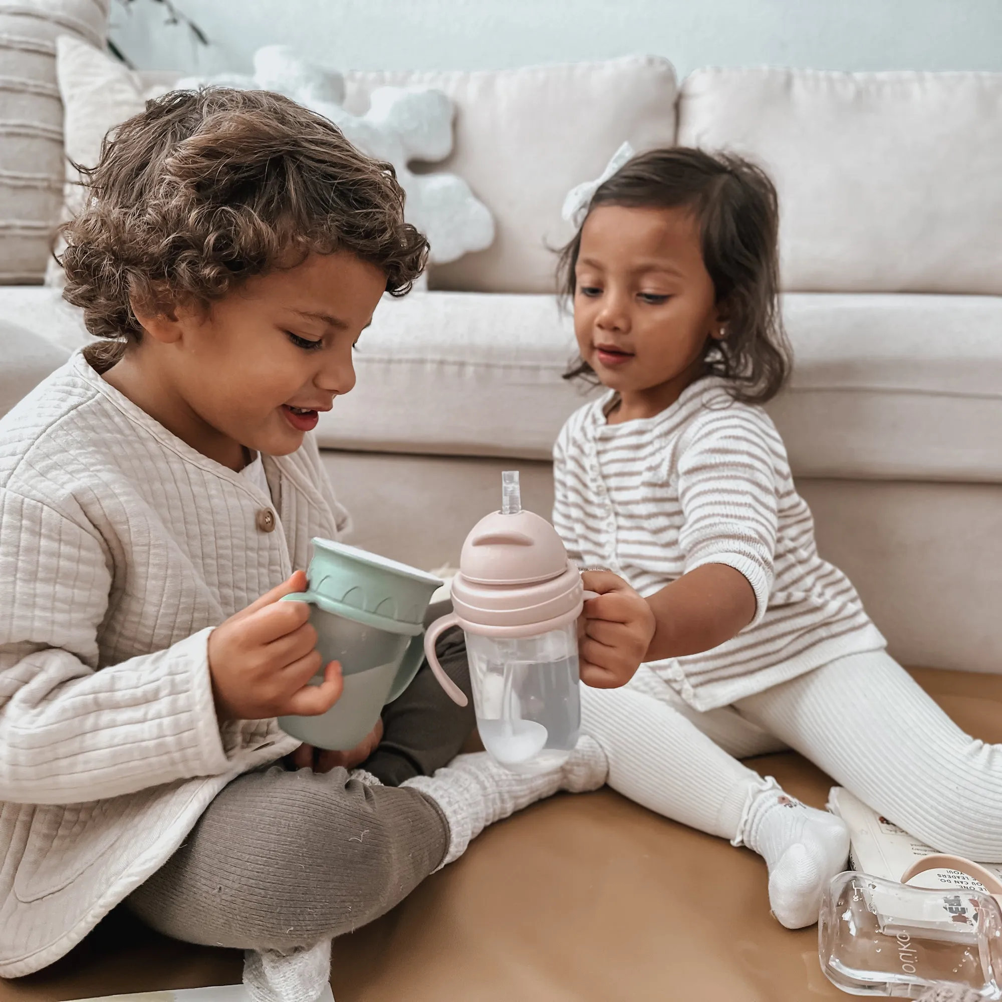 noüka Non-Spill Weighted Straw Cup  9 oz - Soft Sand (Min. of 2 PK, Multiples of 2 PK)