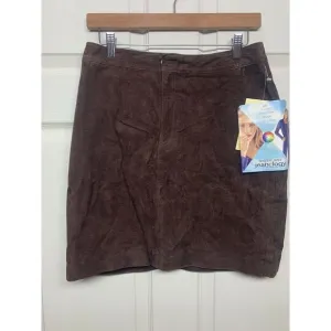 NWT JEANOLOGY ESPRESSO fully lined Brown SUEDE JEANS‎ STYLE  SKIRT size 10