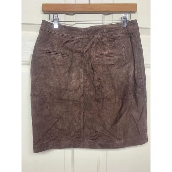 NWT JEANOLOGY ESPRESSO fully lined Brown SUEDE JEANS‎ STYLE  SKIRT size 10
