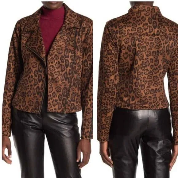NWT Sanctuary Leopard Print Moto Jacket Size Medium