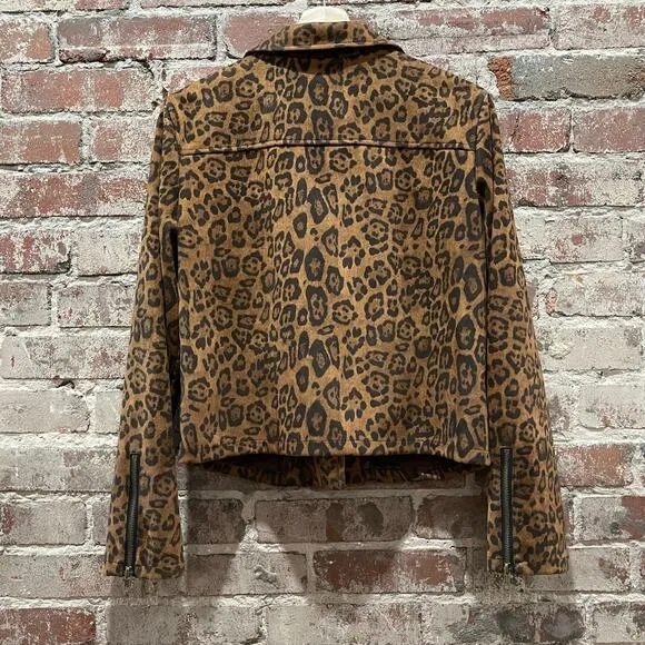 NWT Sanctuary Leopard Print Moto Jacket Size Medium