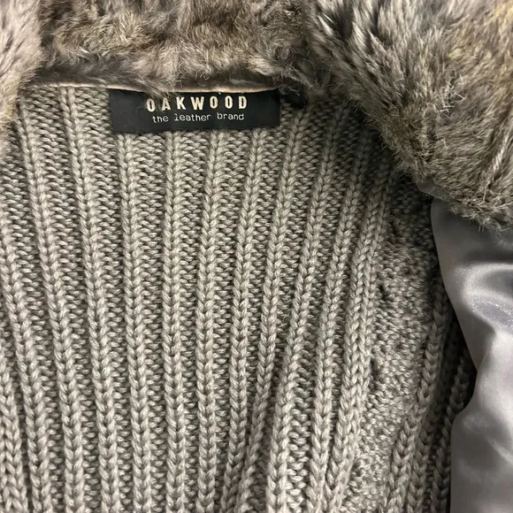 Oakwood Gray Knit Vest with Fur Trim-3