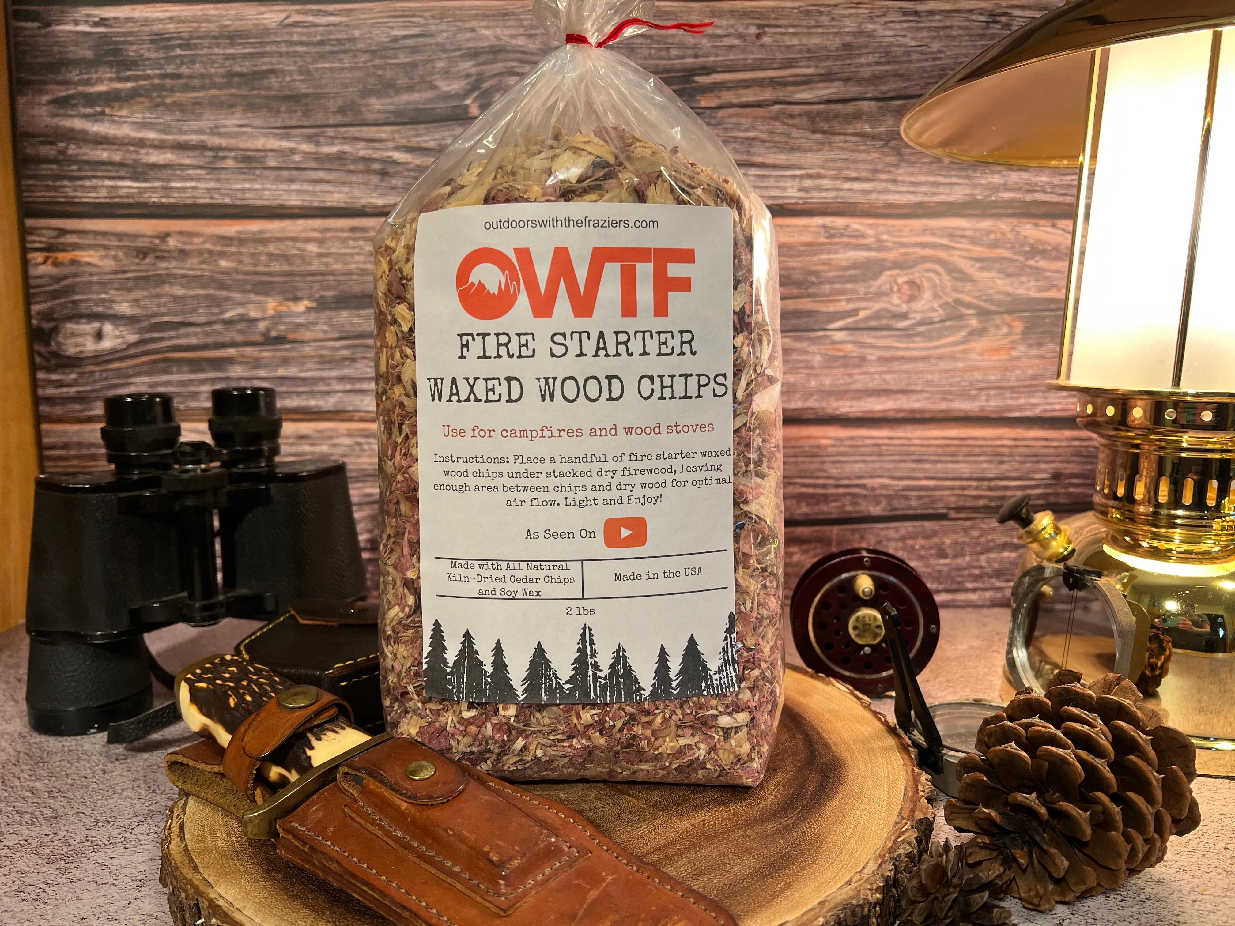 OWTF Fire Starter Waxed Cedar Wood Chips 2lbs