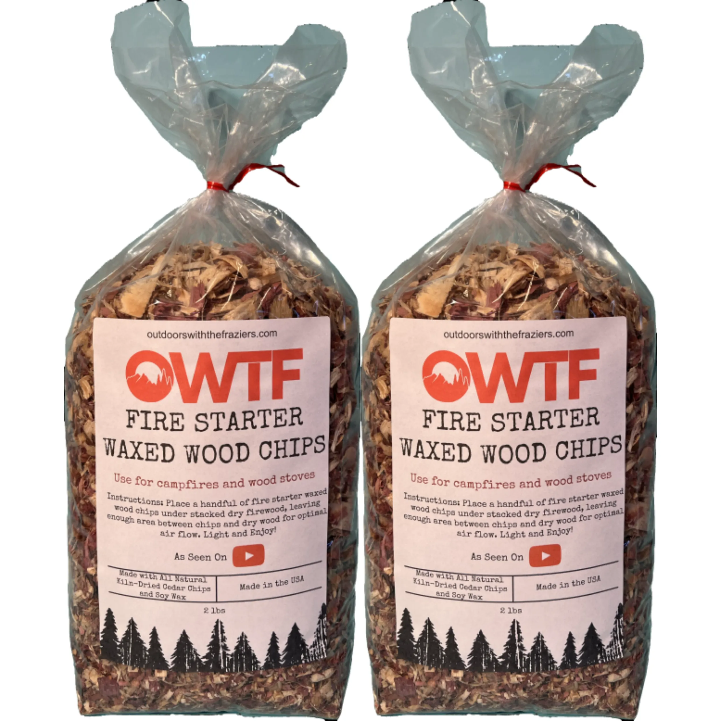 OWTF Fire Starter Waxed Cedar Wood Chips 2lbs