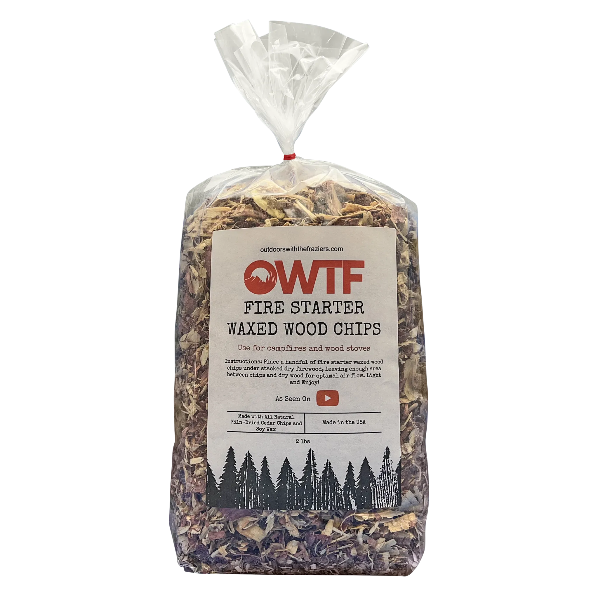 OWTF Fire Starter Waxed Cedar Wood Chips 2lbs