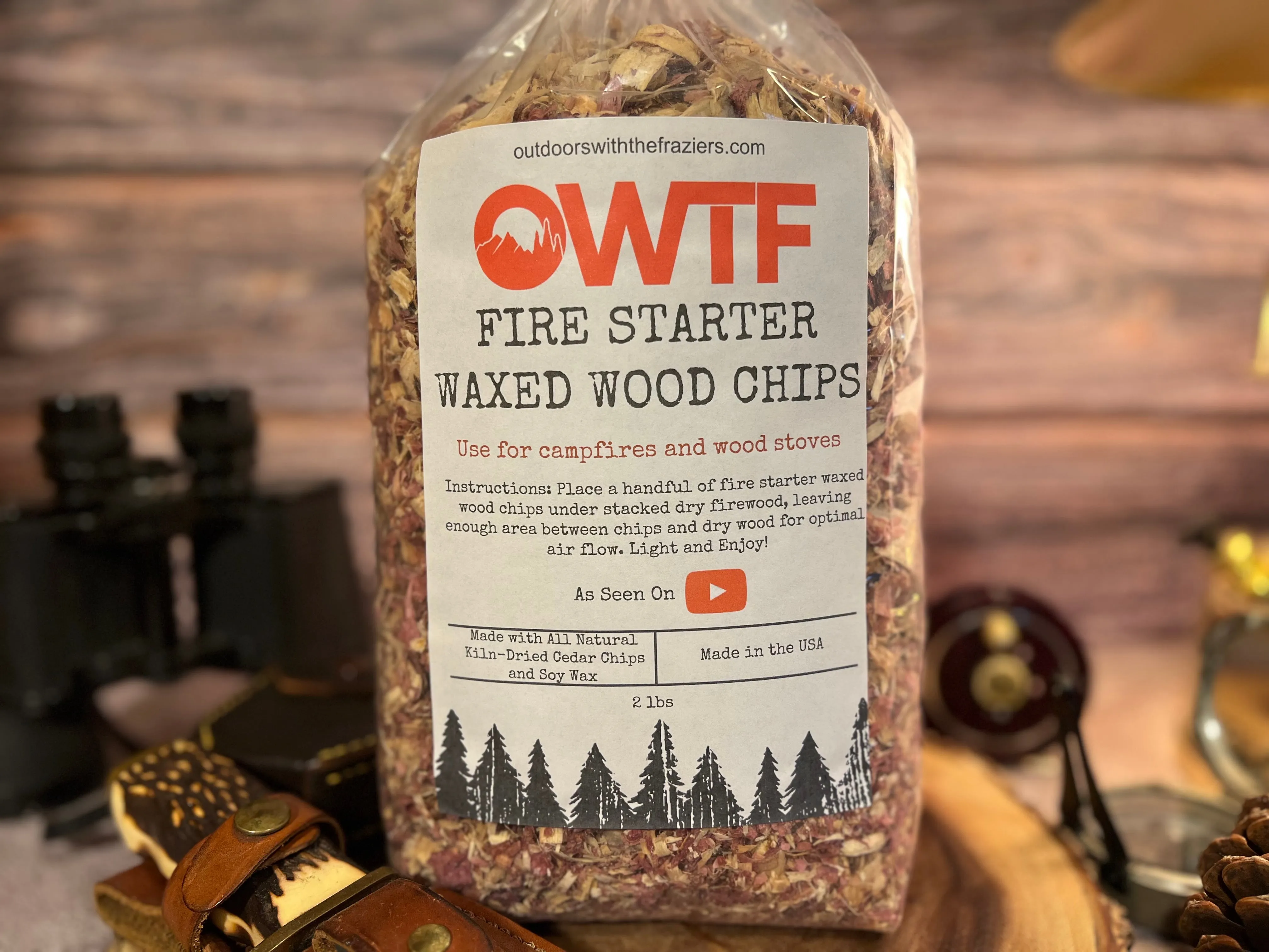 OWTF Fire Starter Waxed Cedar Wood Chips 2lbs