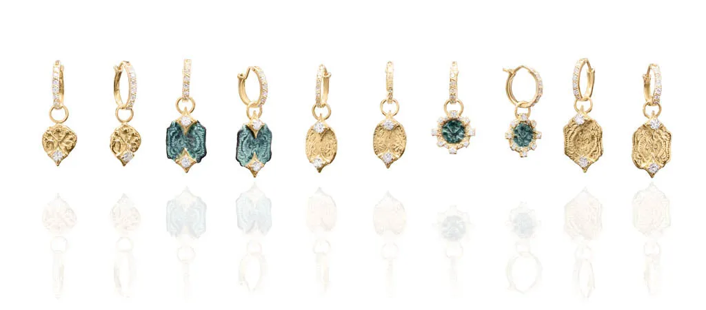 PATINA ARTIFACT HUGGIE HOOP DROP EARRINGS