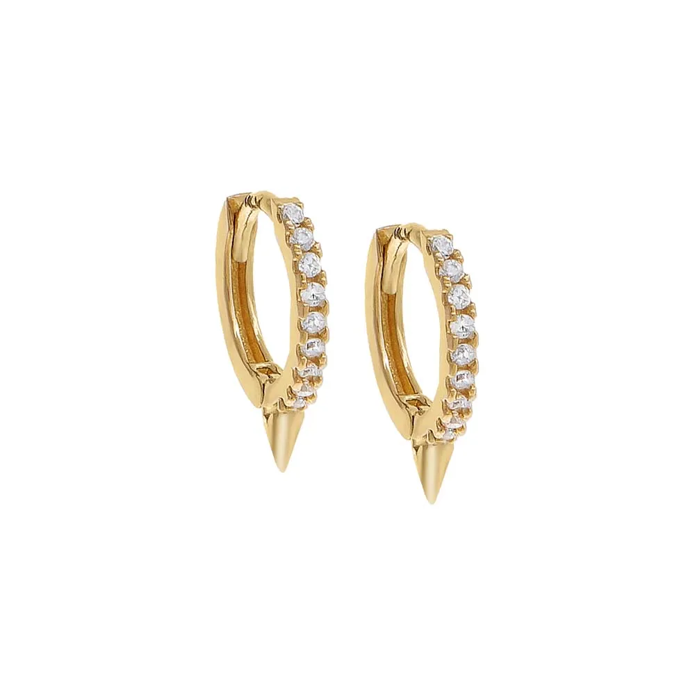 Pavé Spike Huggie Earring 14K