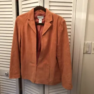 Pendleton women salmon pink leather suede jacket, M